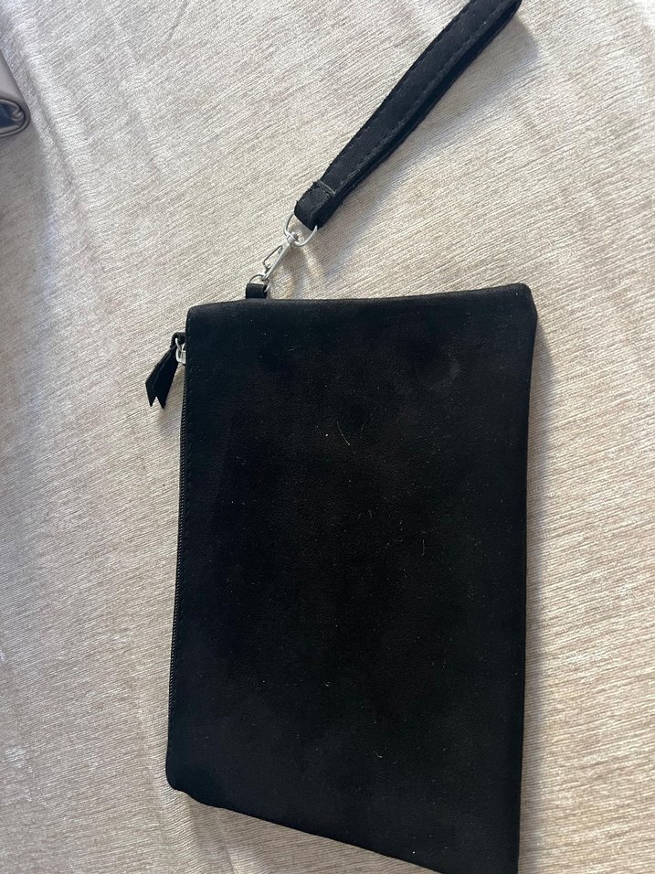 Siyah Süet Tokalı Kadın Portföy Çanta kıraç - Görsel 3