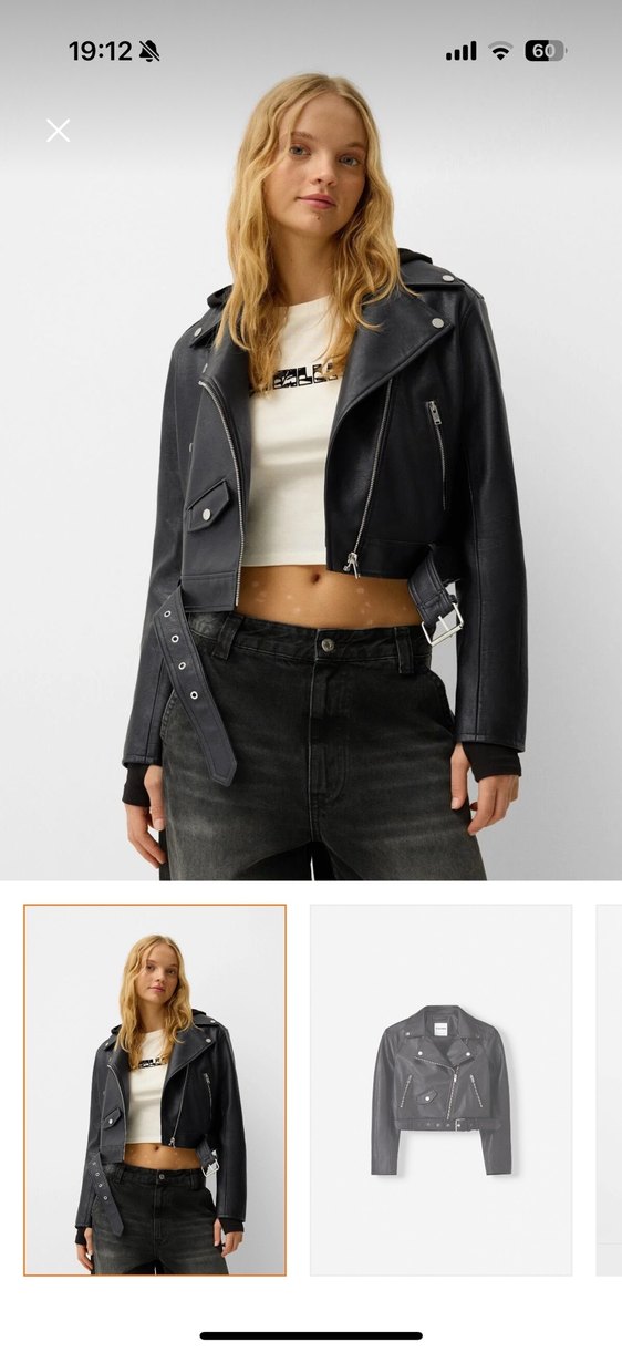 Kadın Siyah Deri Biker Ceket - Görsel 4