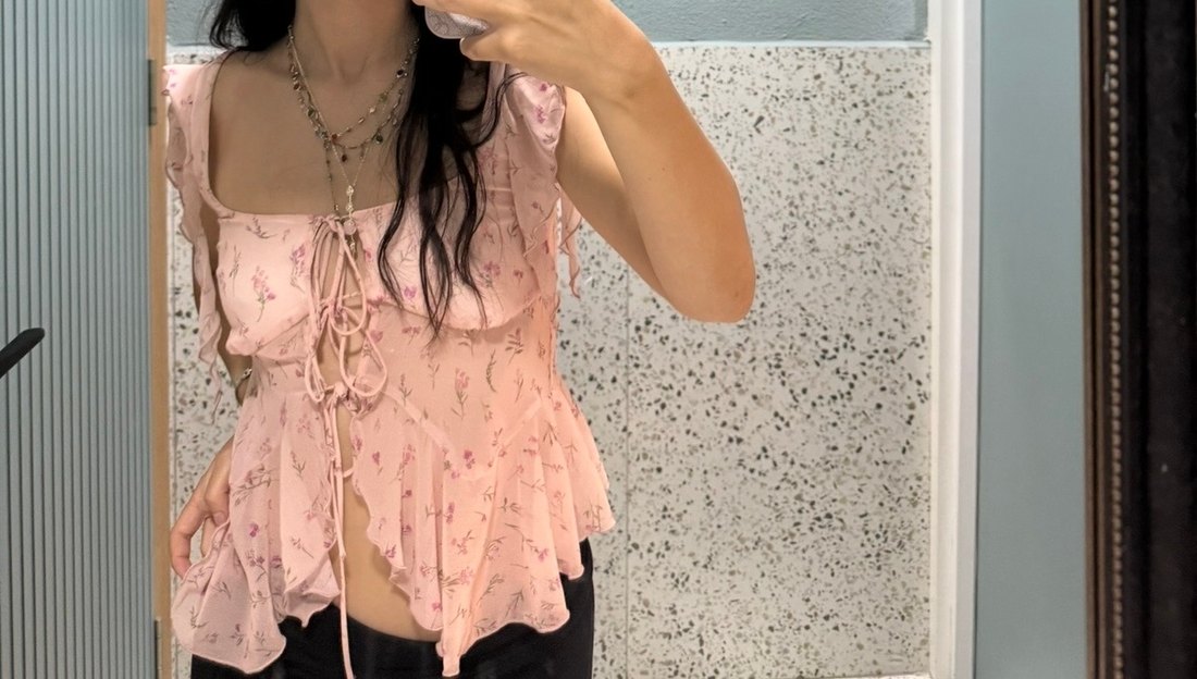 Pembe Fırfırlı Straplez Midi Bluz - Görsel 4