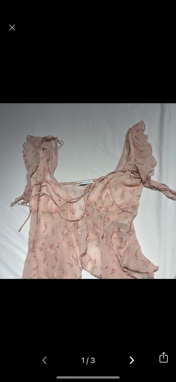 Pembe Fırfırlı Straplez Midi Bluz - Görsel 2