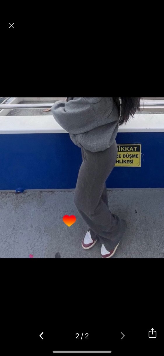 Gri Pilili Kadın Keten Pantolon - Görsel 2