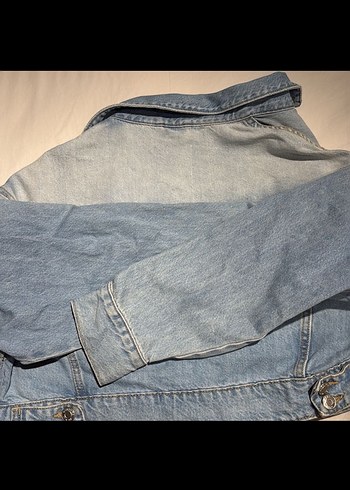 Düğmeli Kısa Mavi Denim Ceket - Görsel 5