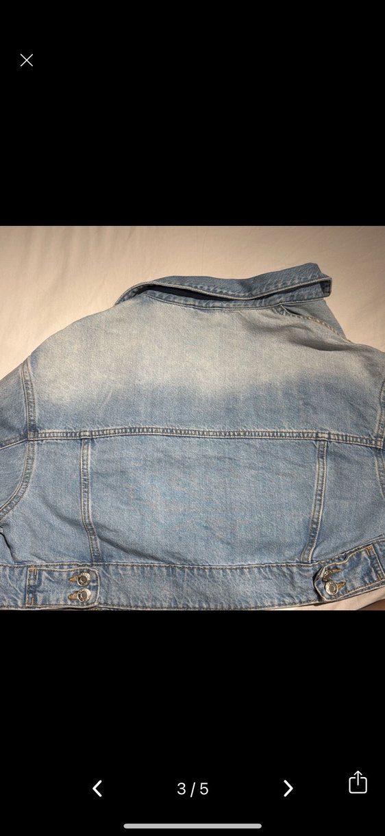 Düğmeli Kısa Mavi Denim Ceket - Görsel 4