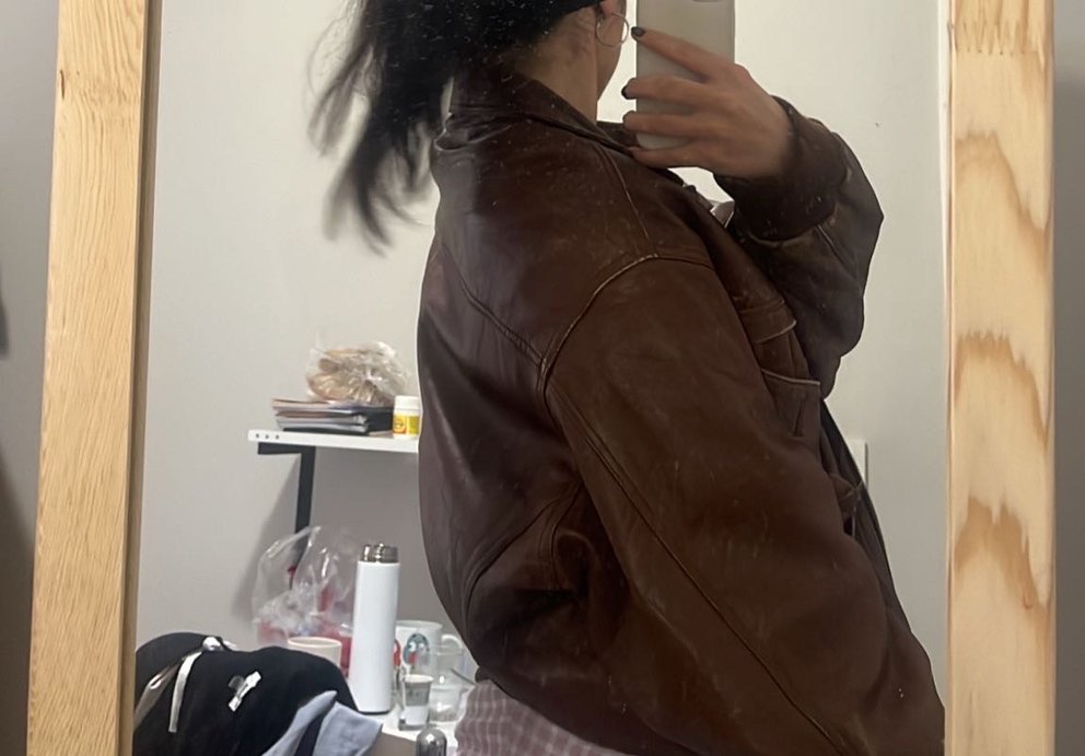 Kahverengi Deri Kadın Ceket - Görsel 3