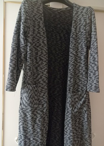 Uzun Gri Örgü Kadın Hırka - Görsel 2