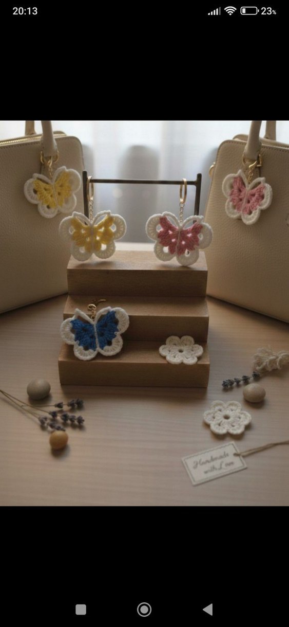 Dantel Kelebek Anahtarlık Seti - Pastel Renkler - Görsel 2