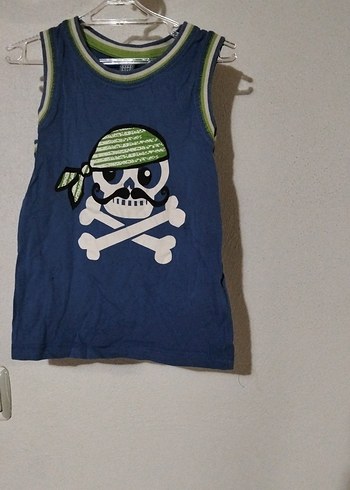 Erkek Çocuk Mavi Kolsuz Rock Punk Tişört