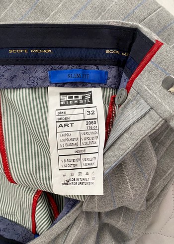 Gri Piliseli Midi Kumaş erkekPantolon - Görsel 5