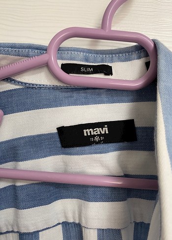 Mavi Beyaz Çizgili Denim erkek Gömlek - Görsel 4