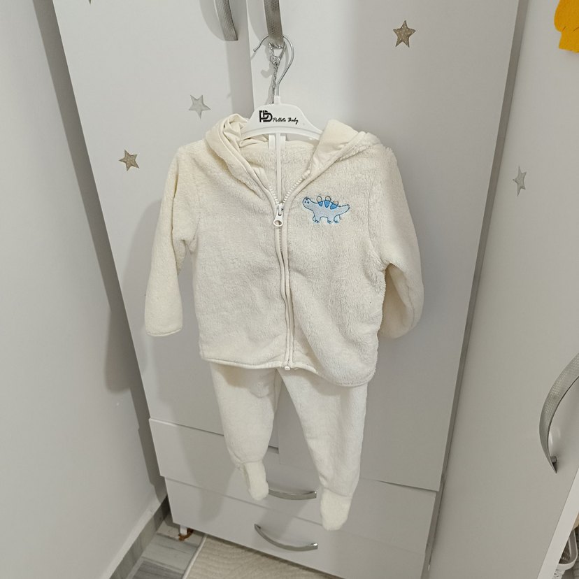 Beyaz Bebek Erkek Polar Tulum - Görsel 3