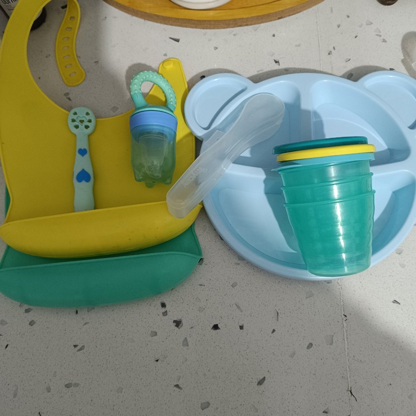 Çocuklar için renkli tabak, çatal, bıçak seti - Görsel 3