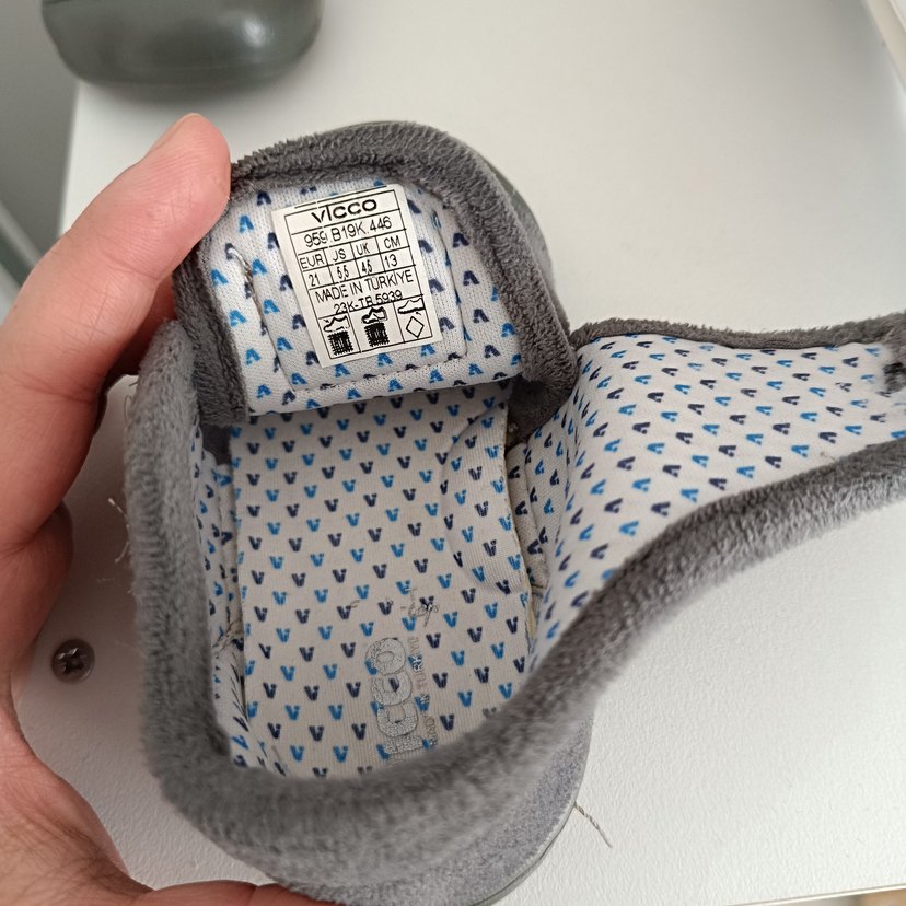 vicco Gri Erkek Çocuk Sıcak Terlikler Cırt Cırtlı - Görsel 2