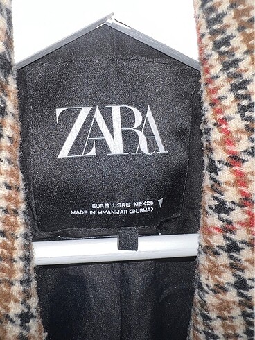 s Beden kahverengi Renk Zara oversize kareli kaban