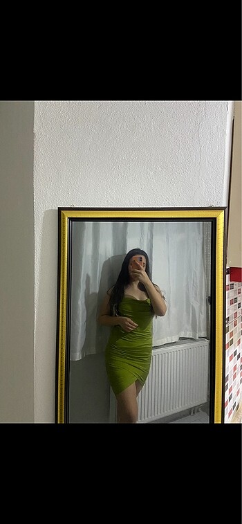 l Beden yeşil Renk Elbise