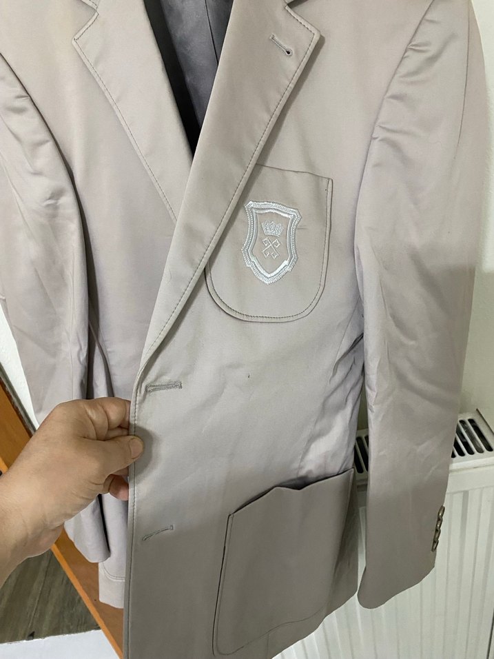 Düğmeli Gri Erkek Ceket, Klasik Kesim — görsel 7/8