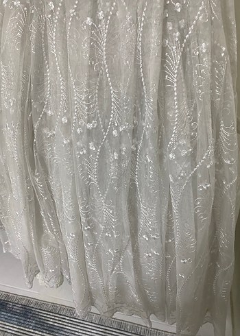 İşlemeli Bohem Gri Beyaz Perde iki metre bir metre iki adet - Görsel 8