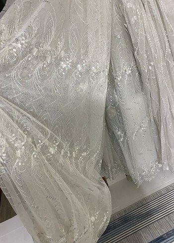 İşlemeli Bohem Gri Beyaz Perde iki metre bir metre iki adet - Görsel 7