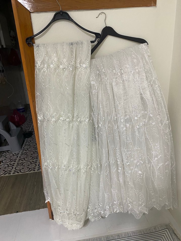 İşlemeli Bohem Gri Beyaz Perde iki metre bir metre iki adet - Görsel 5