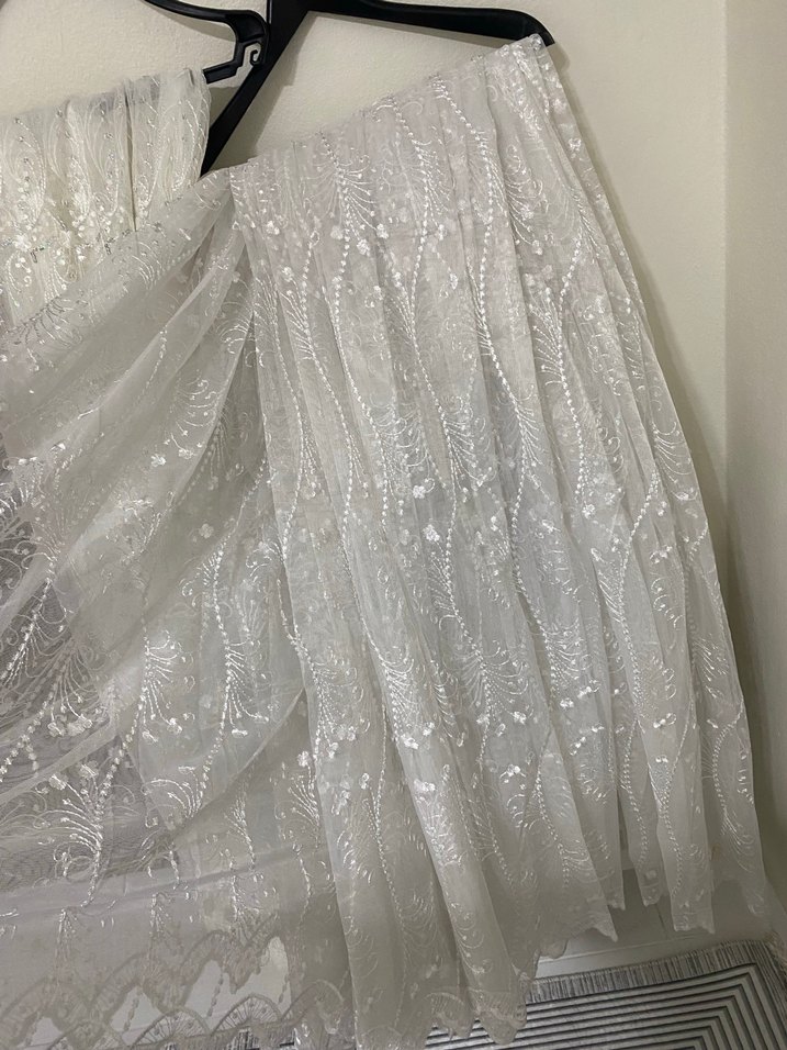 İşlemeli Bohem Gri Beyaz Perde iki metre bir metre iki adet - Görsel 2