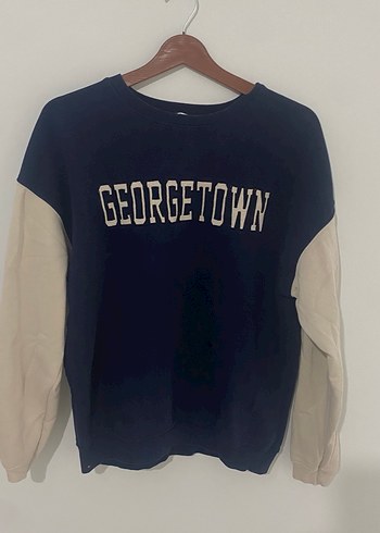 m Beden mavi Renk Georgetown Baskılı Mavi Kadın Sweatshirt