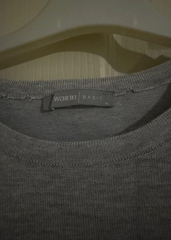 Gri Uzun Kollu Keten Kadın Kazak - Görsel 2