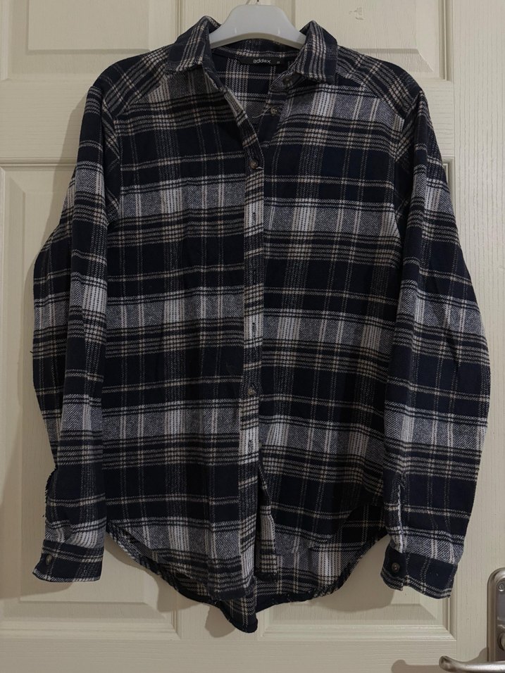 Gri Ekoseli Uzun Kollu Kadın Gömlek - Görsel 2