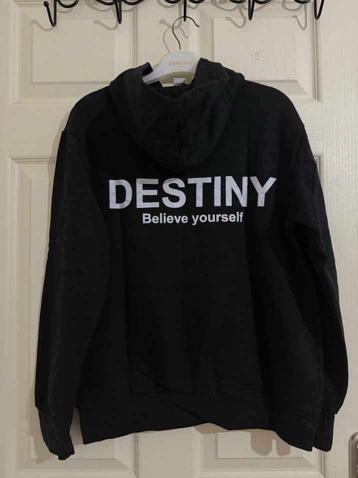 Siyah Kapüşonlu Kadın Sweatshirt - Görsel 2