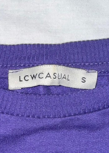 Mor Crop Sweatshirt, Yuvarlak Yaka, Uzun Kollu - Görsel 3