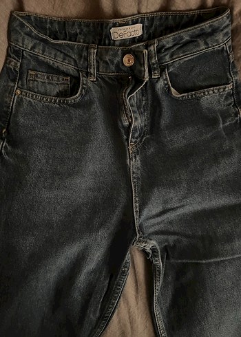 DeFacto Düğmeli Mavi Kadın Kot Pantolon - Görsel 5