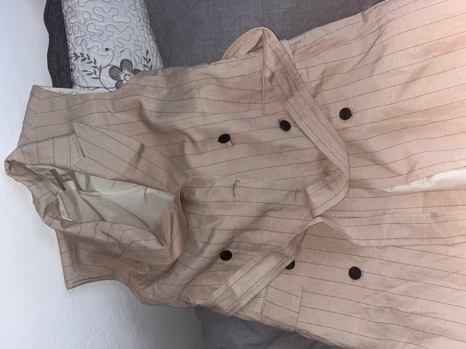 Bej Düğmeli kolsuz kadın elbise - Görsel 2