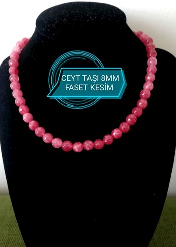 Ceyt taşı 8mm Faset Kesim kolye