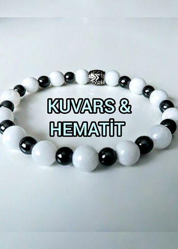 Kuvars ve Hematit doğaltaş bileklik