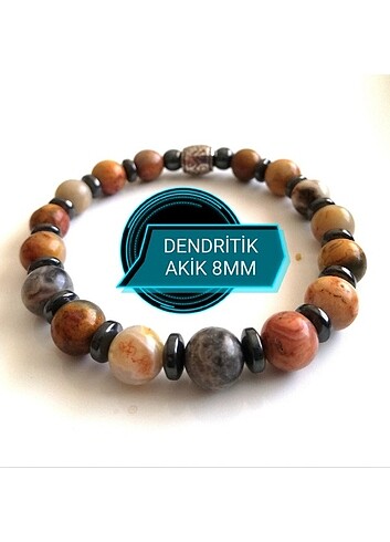 DENDRİTİK AKİK 8MM VE HEMATİT BİLEKLİK
