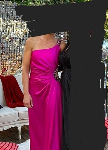 Alfabeta Alfa beta fuşya abiye elbise