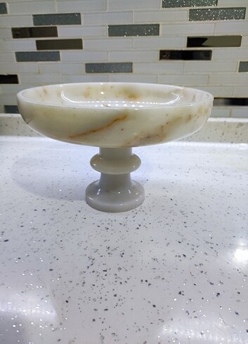 Antika ayaklı mermer servis tabağı - Görsel 6