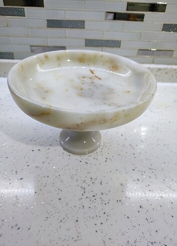 Antika ayaklı mermer servis tabağı - Görsel 5