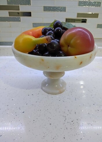 Antika ayaklı mermer servis tabağı - Görsel 4