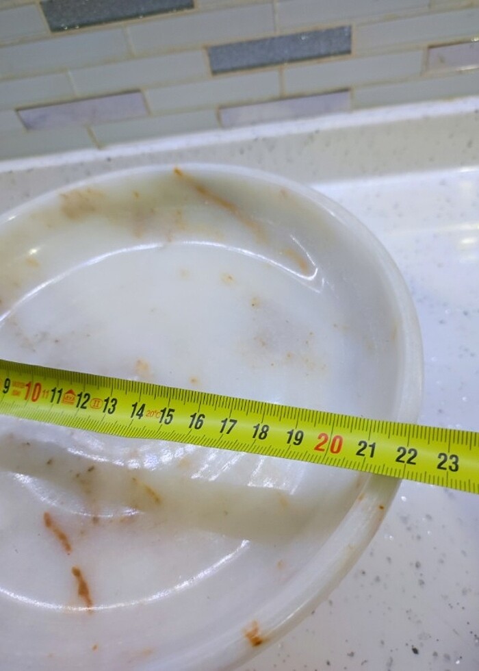 Antika ayaklı mermer servis tabağı - Görsel 3