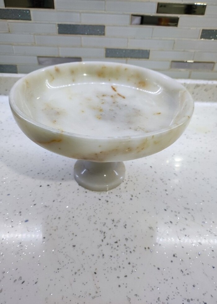 Antika ayaklı mermer servis tabağı - Görsel 5