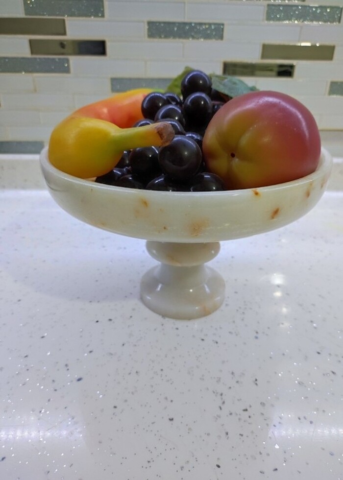 Antika ayaklı mermer servis tabağı - Görsel 4