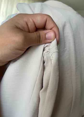 Bej Keten Pilili Uzun Kollu Uzun Elbise - Görsel 5