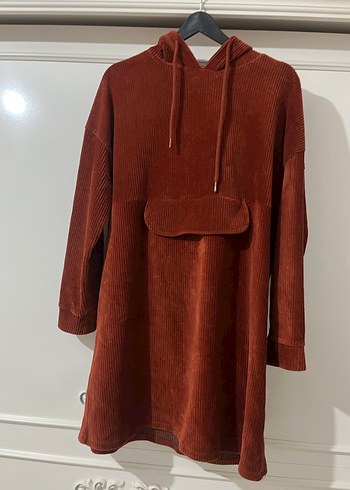 Kadın Kahverengi Kapüşonlu Midi Elbise - Görsel 2