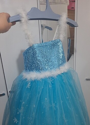 5 Yaş Beden mavi Renk Elsa kıyafet