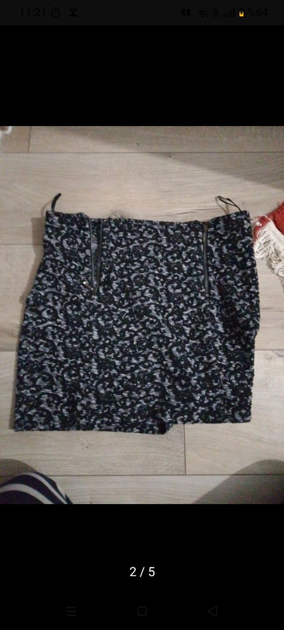 Gri -Siyah Desenli Drapeli Mini Etek ( sıfır ürün) - Görsel 2