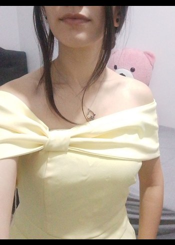 Sarı Straplez Mini Abiye Elbise - Görsel 3