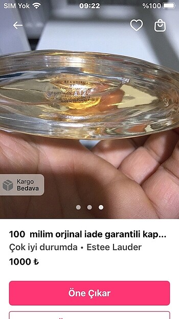  Beden 100 ml orjinal iade garantilidir kapaksız