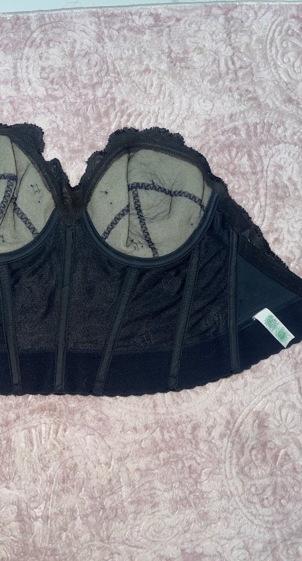 Siyah Nakışlı Kürklü Straplez Büstiyer - Görsel 3