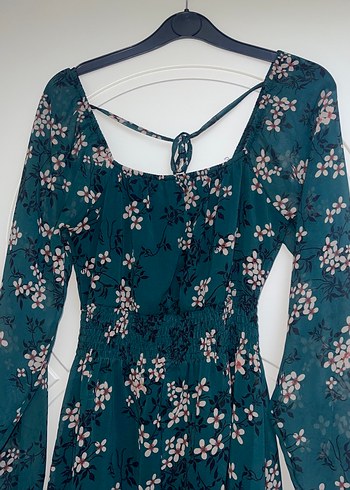 Yeşil V Yaka Midi Bohem Elbise - Görsel 2