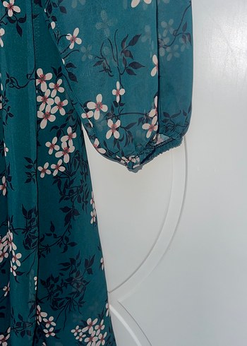 Yeşil V Yaka Midi Bohem Elbise - Görsel 3