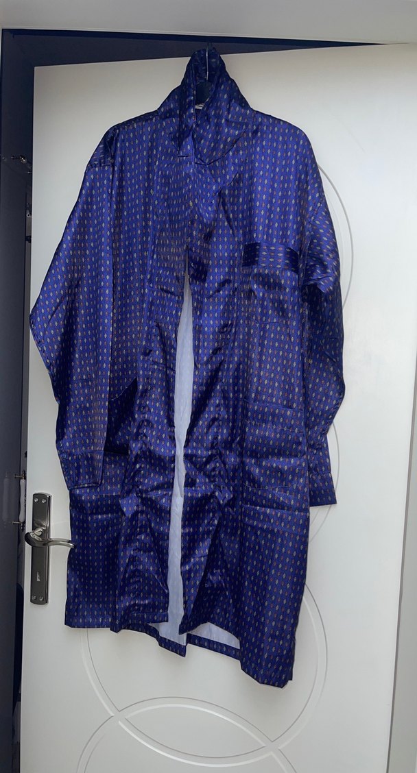 Uzun Kollu Mavi Desenli Erkek Pijama Takımı - Görsel 2